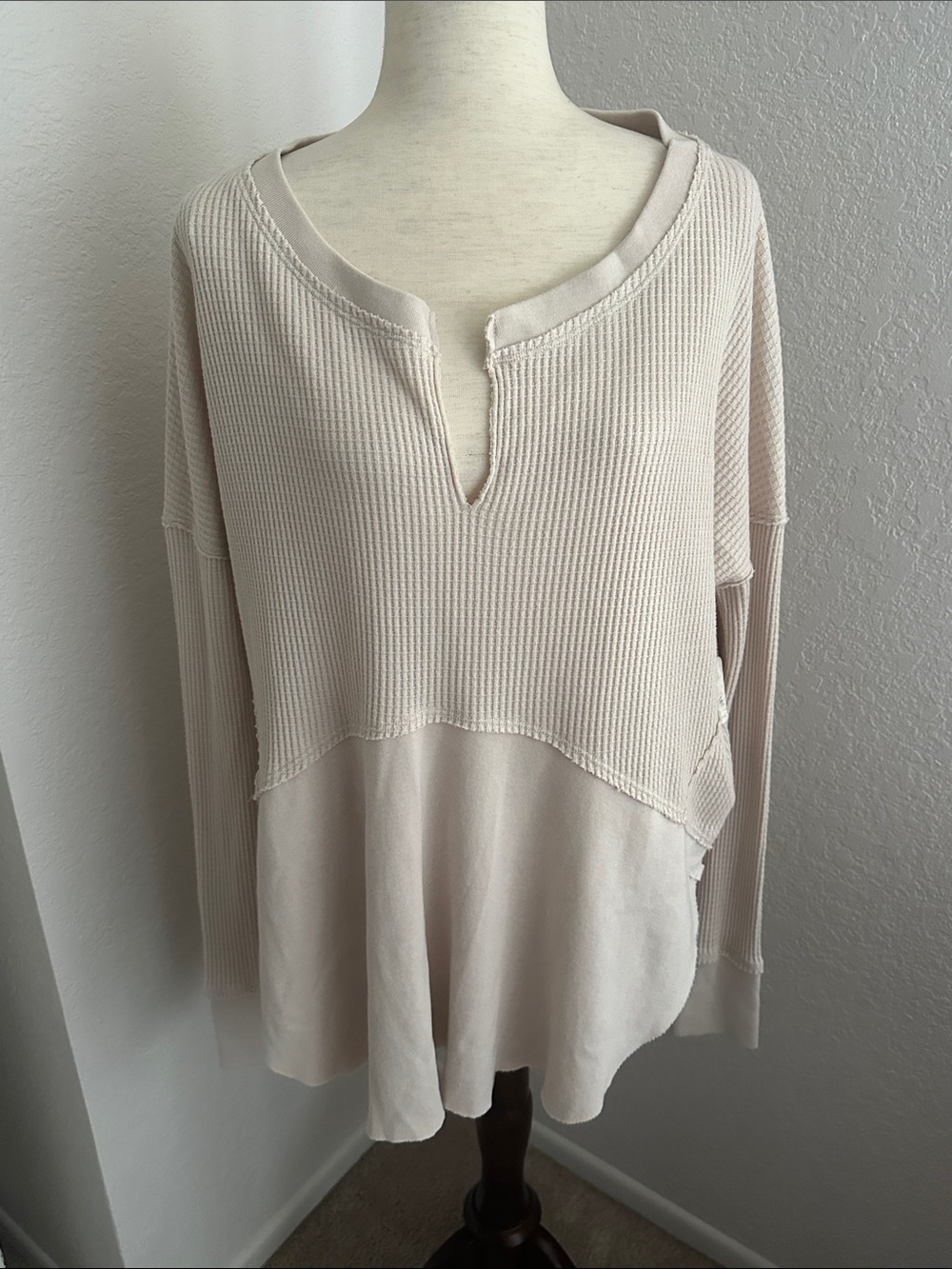 NWT- Free People Monterey Thermal Waffle knit Top (M) - Picture 3 of 7
